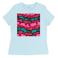 Baby Blue valentines day leopard and turquoise gemstone seamless pattern Ladies Tee - BundleAndBundleShop