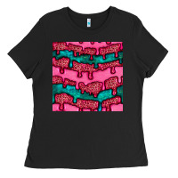 Black valentines day leopard and turquoise gemstone seamless pattern Ladies Tee - BundleAndBundleShop