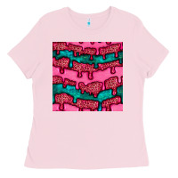Bubblegum Pink valentines day leopard and turquoise gemstone seamless pattern Ladies Tee - BundleAndBundleShop