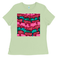 Matcha valentines day leopard and turquoise gemstone seamless pattern Ladies Tee - BundleAndBundleShop