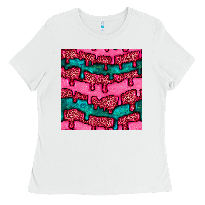 Valentines Day Leopard And Turquoise Gemstone Seamless Pattern Ladies Tee by BundleAndBundleShop | Teevron