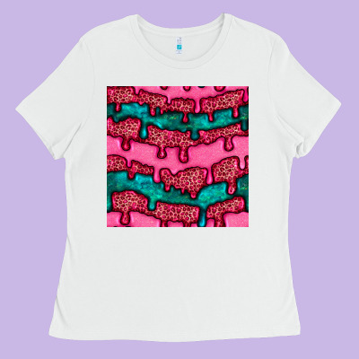 Valentines Day Leopard And Turquoise Gemstone Seamless Pattern Ladies Tee Designed By Bundleandbundleshop