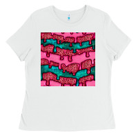 White valentines day leopard and turquoise gemstone seamless pattern Ladies Tee - BundleAndBundleShop