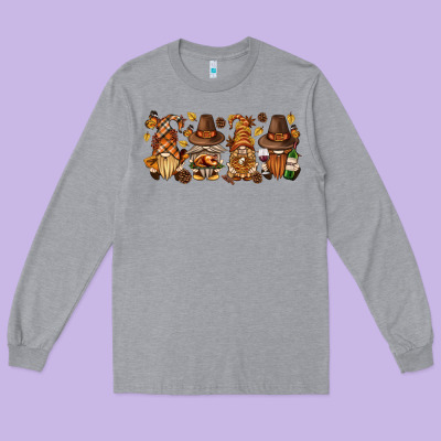 Thanksgiving Gnomies Bbs Long Sleeve Tee Designed By Bundleandbundleshop