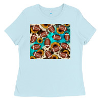 Baby Blue football turquoise sunflower Ladies Tee - JahusDesignShop