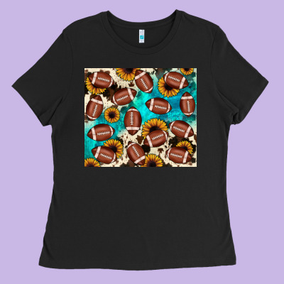 Football Turquoise Sunflower Ladies Tee Designed By Jahusdesignshop