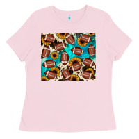 Bubblegum Pink football turquoise sunflower Ladies Tee - JahusDesignShop