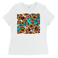 White football turquoise sunflower Ladies Tee - JahusDesignShop