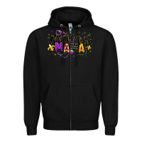 Black mardi gras mama Zipper Hoodie - texasbilliewilder