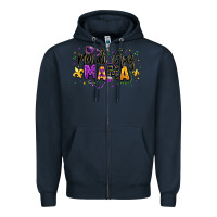 Navy mardi gras mama Zipper Hoodie - texasbilliewilder