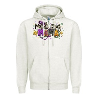 Oatmeal Heather mardi gras mama Zipper Hoodie - texasbilliewilder