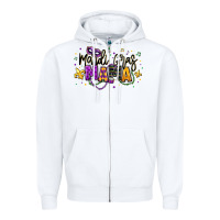 White mardi gras mama Zipper Hoodie - texasbilliewilder