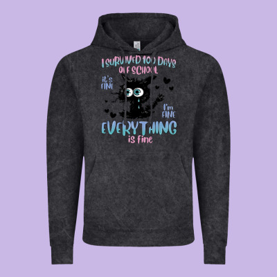 I Survived 100 Days Of School Cat Vintage Hoodie Designed By Maliassmallbusiness