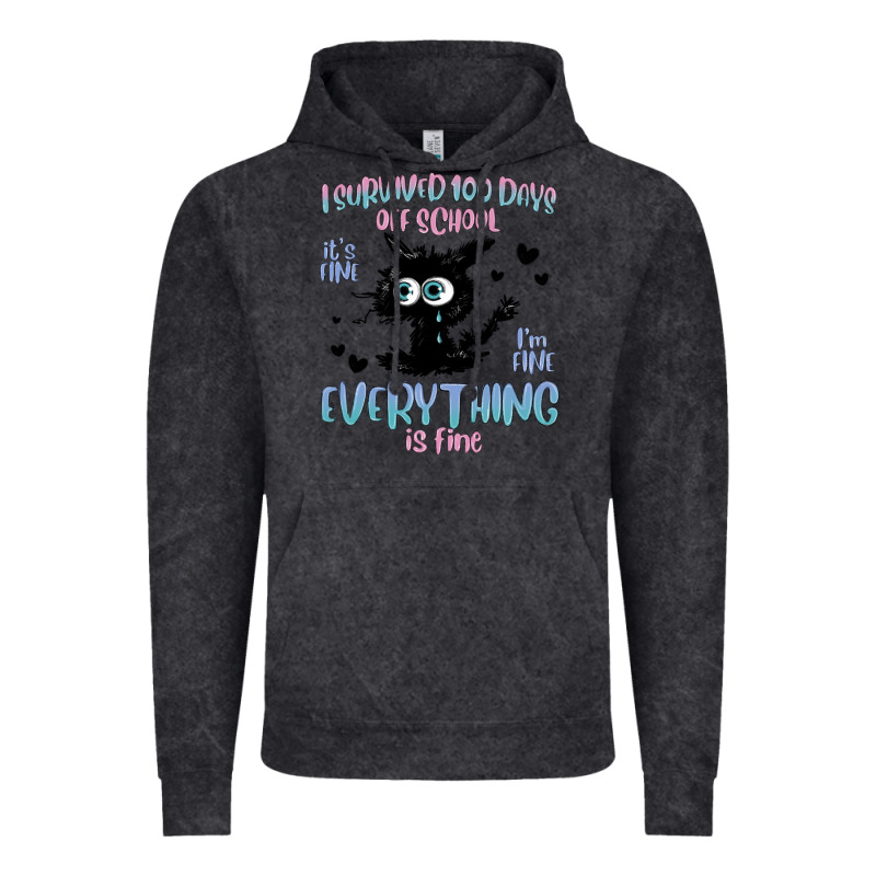 I Survived 100 Days Of School Cat Vintage Hoodie by MaliasSmallBusiness | Teevron