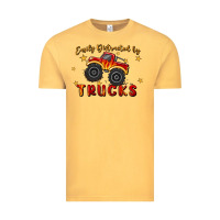 Vintage Mustard easily distracted by trucks Vintage Tee - MaliasSmallBusiness