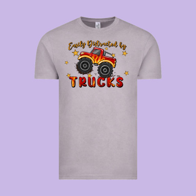 Easily Distracted By Trucks Vintage Tee Designed By Maliassmallbusiness