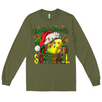 Army Green santa's favorite softball bbs Long Sleeve Tee - BundleAndBundleShop