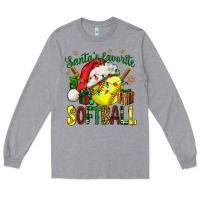 Heather Grey santa's favorite softball bbs Long Sleeve Tee - BundleAndBundleShop
