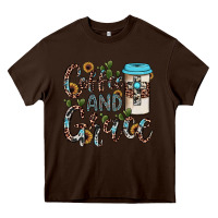 Chocolate Brown coffee and grace Heavy Core Tee - JahusDesignShop