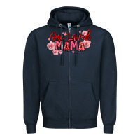 Navy one loved mama valentine's day Zipper Hoodie - texasbilliewilder
