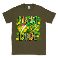 Army Green Lucky Dude Classic Tee - CowhideDigitalArt