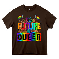 Chocolate Brown the fuuture is queer Heavy Core Tee - AdoDesignShop