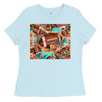 Baby Blue football leopard cowhide Ladies Tee - JahusDesignShop