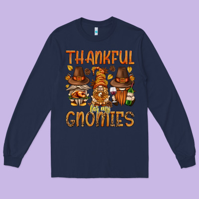 Thankful For My Gnomies Bbs Long Sleeve Tee Designed By Bundleandbundleshop