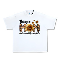 White being a mom makes my life complete Urban Heavy Tee - MaliasSmallBusiness