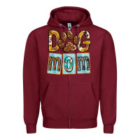 Burgundy Dog Mom with Paw Zipper Hoodie - texasbilliewilder