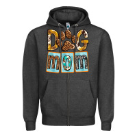 Charcoal Heather Dog Mom with Paw Zipper Hoodie - texasbilliewilder