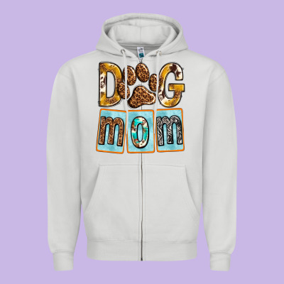 Dog Mom With Paw Zipper Hoodie Designed By Texasbilliewilder