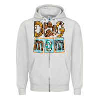 Dove Grey Dog Mom with Paw Zipper Hoodie - texasbilliewilder