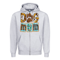 Heather Grey Dog Mom with Paw Zipper Hoodie - texasbilliewilder