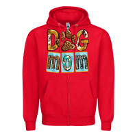 Red Dog Mom with Paw Zipper Hoodie - texasbilliewilder