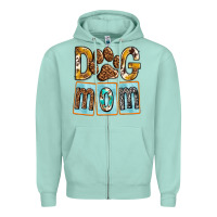 Seafoam Dog Mom with Paw Zipper Hoodie - texasbilliewilder