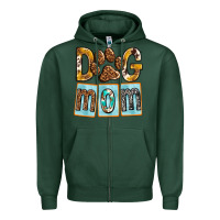 Sports Green Dog Mom with Paw Zipper Hoodie - texasbilliewilder