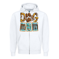 White Dog Mom with Paw Zipper Hoodie - texasbilliewilder