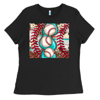 Black baseball leopard cowhide turquoise Ladies Tee - JahusDesignShop