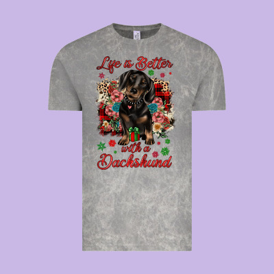 Christmas Life Is Better With A Dachshund Vintage Tee Designed By Jahusdesignshop