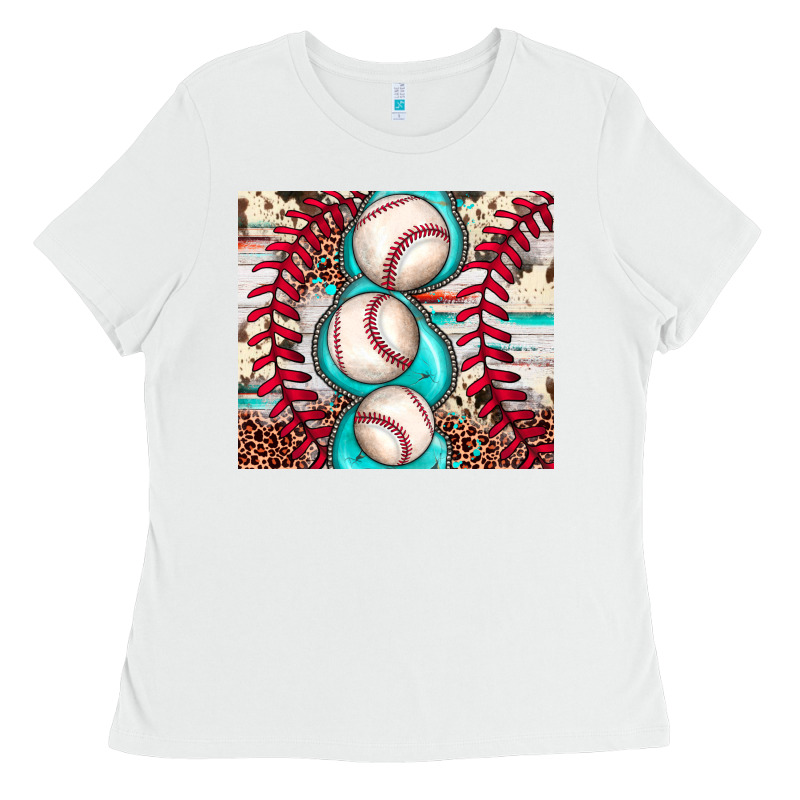 Baseball Leopard Cowhide Turquoise Ladies Tee by JahusDesignShop | Teevron
