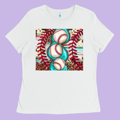 Baseball Leopard Cowhide Turquoise Ladies Tee Designed By Jahusdesignshop