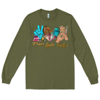 Army Green peace love nails bbs Long Sleeve Tee - BundleAndBundleShop
