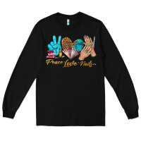 Black peace love nails bbs Long Sleeve Tee - BundleAndBundleShop