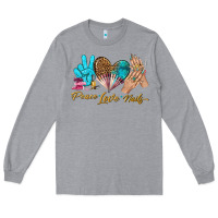 Heather Grey peace love nails bbs Long Sleeve Tee - BundleAndBundleShop