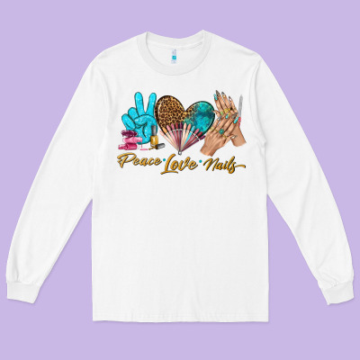 Peace Love Nails Bbs Long Sleeve Tee Designed By Bundleandbundleshop