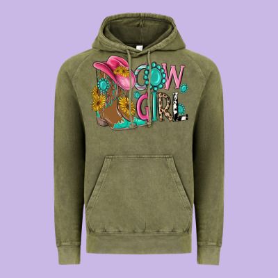 Cow Girl Western Boots Vintage Hoodie Designed By Maliassmallbusiness