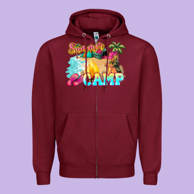 Summer Camp Zipper Hoodie Designed By Nancycooperartshop