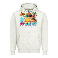 Oatmeal Heather summer camp Zipper Hoodie - NancyCooperArtShop