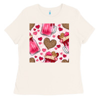 Bone valentines day milkshake seamless pattern Ladies Tee - BundleAndBundleShop